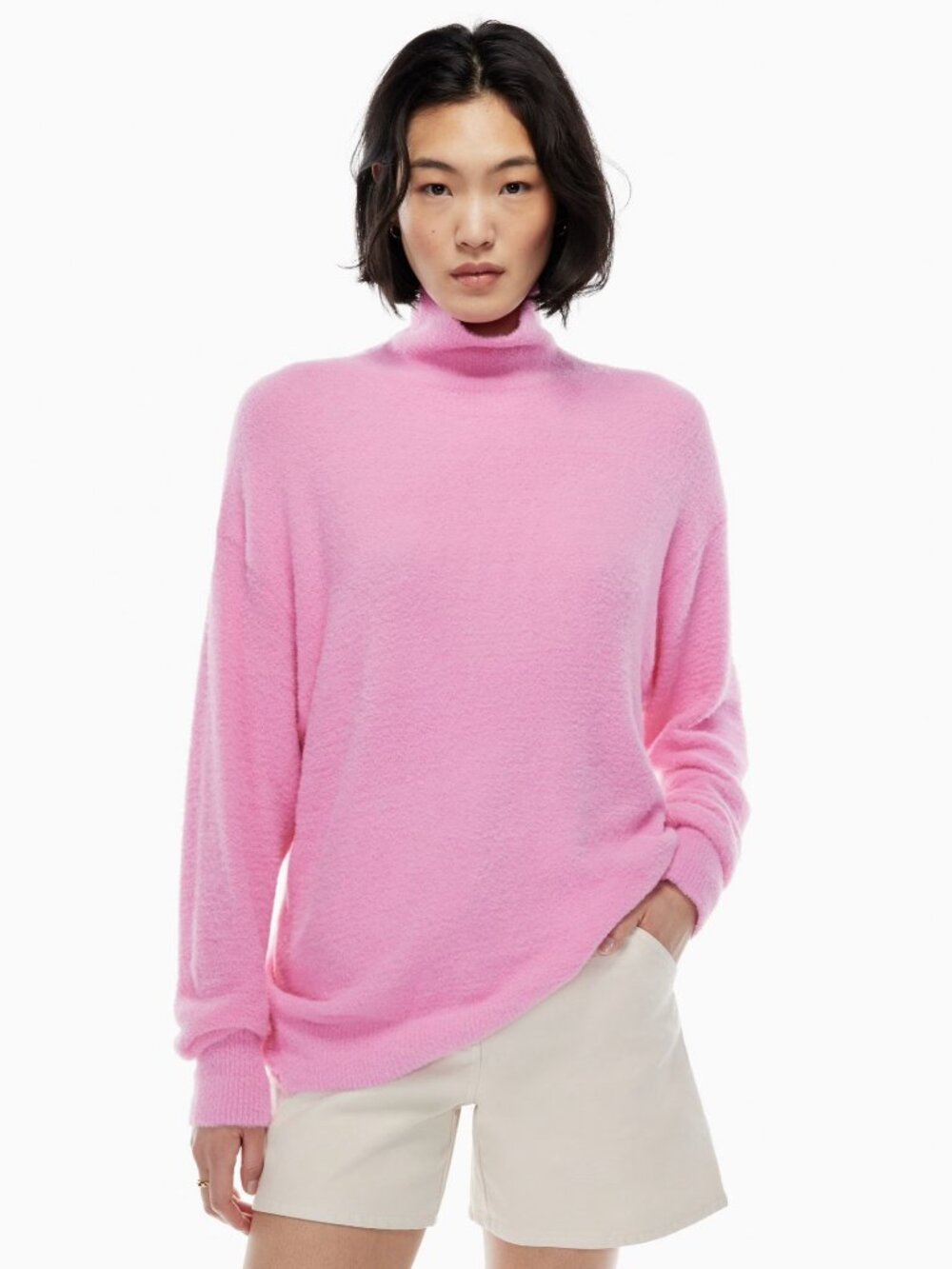 Aritzia Wilfred Free Hush Knit Turtleneck Sweater in Pink Size S